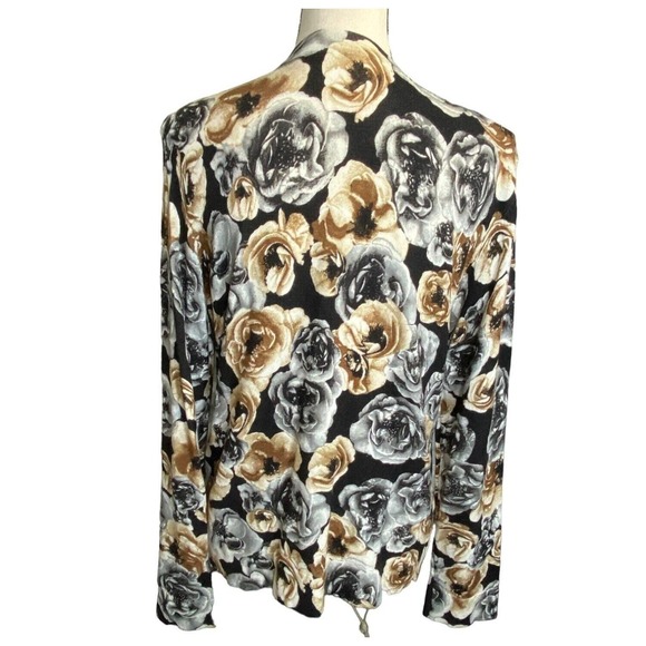 Women Floral Pearl Embellished Cardigan Sweater Button Front Black‎ Gold Gray XL - Picture 5 of 9
